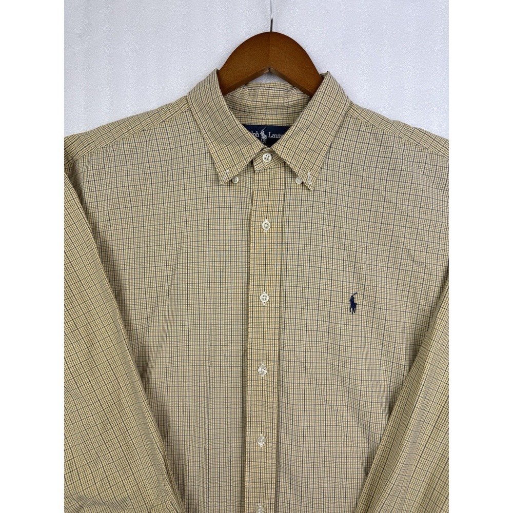 Polo Ralph Lauren Blake Shirt Mens Sz. XL Yellow Blue Check Plaid Button Down